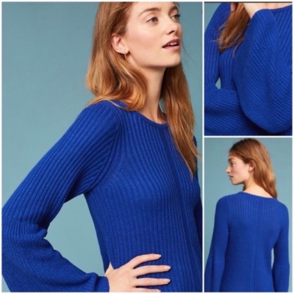 Anthropologie Moth Blue Casco Bay Pullover Sweater